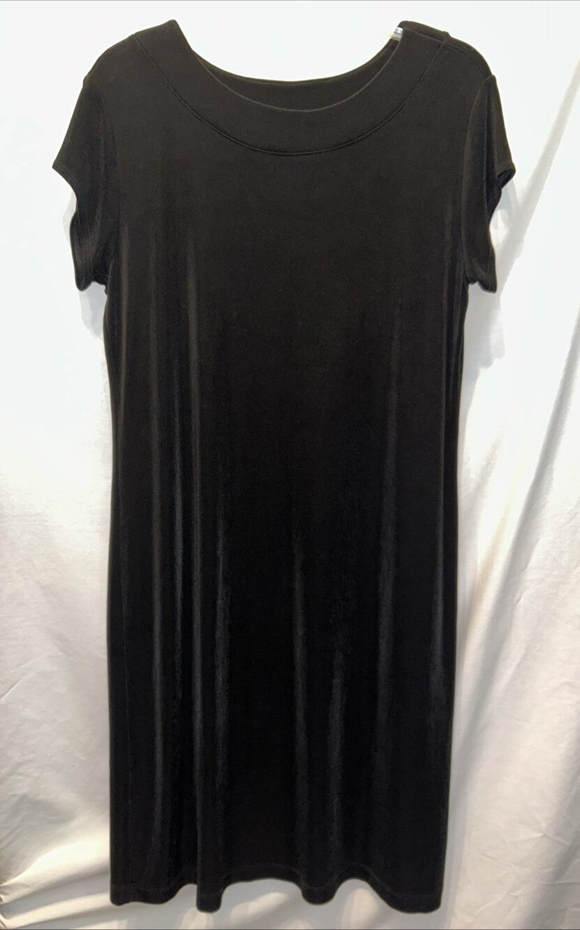 Chico’s Travelers Dress Women’s Large Black Pullover Stretch Travel Slinky Knit